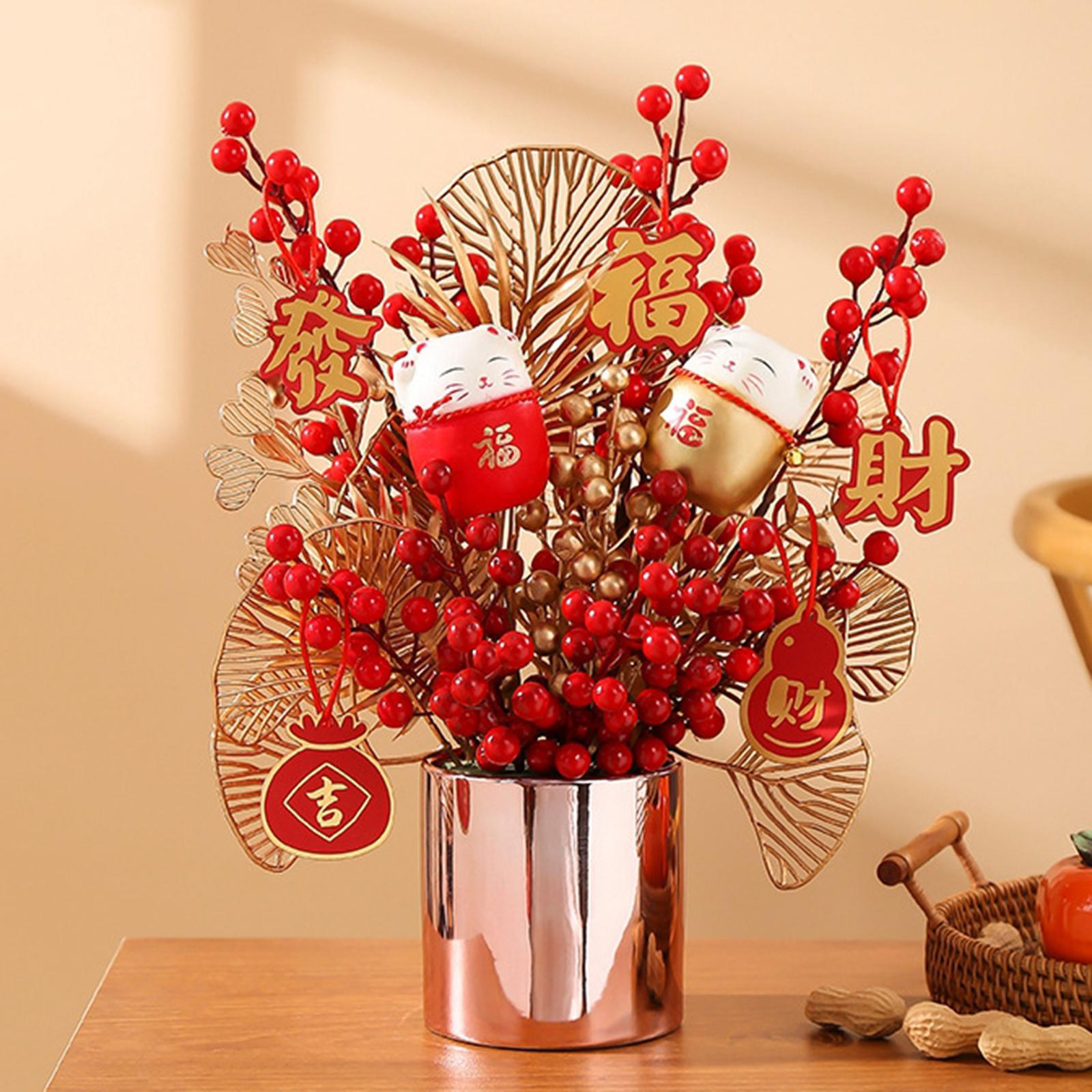 3x Traditional Chinese New Year Ornaments Bonsai for Entryway Decor