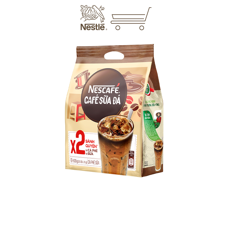 [Tặng Bình nước Inochi 1.3L NESCAFE] Cà phê hòa tan Nescafé - CÀ PHÊ SỮA ĐÁ (bịch 25 gói x 24g)