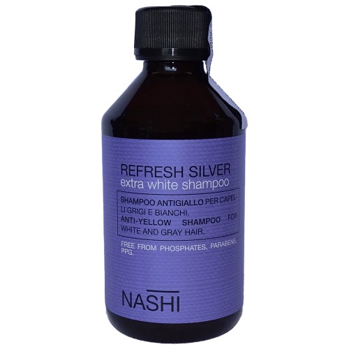 Dầu gội khử vàng NASHI Refresh Silver Extra White shampoo cho tóc trắng xám bạch kim Italy 250ml