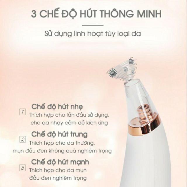 Máy Hút Mụn Đầu Đen Mini Cầm Tay 3 Đầu Thay Thế Dùng Pin Tiện Dụng