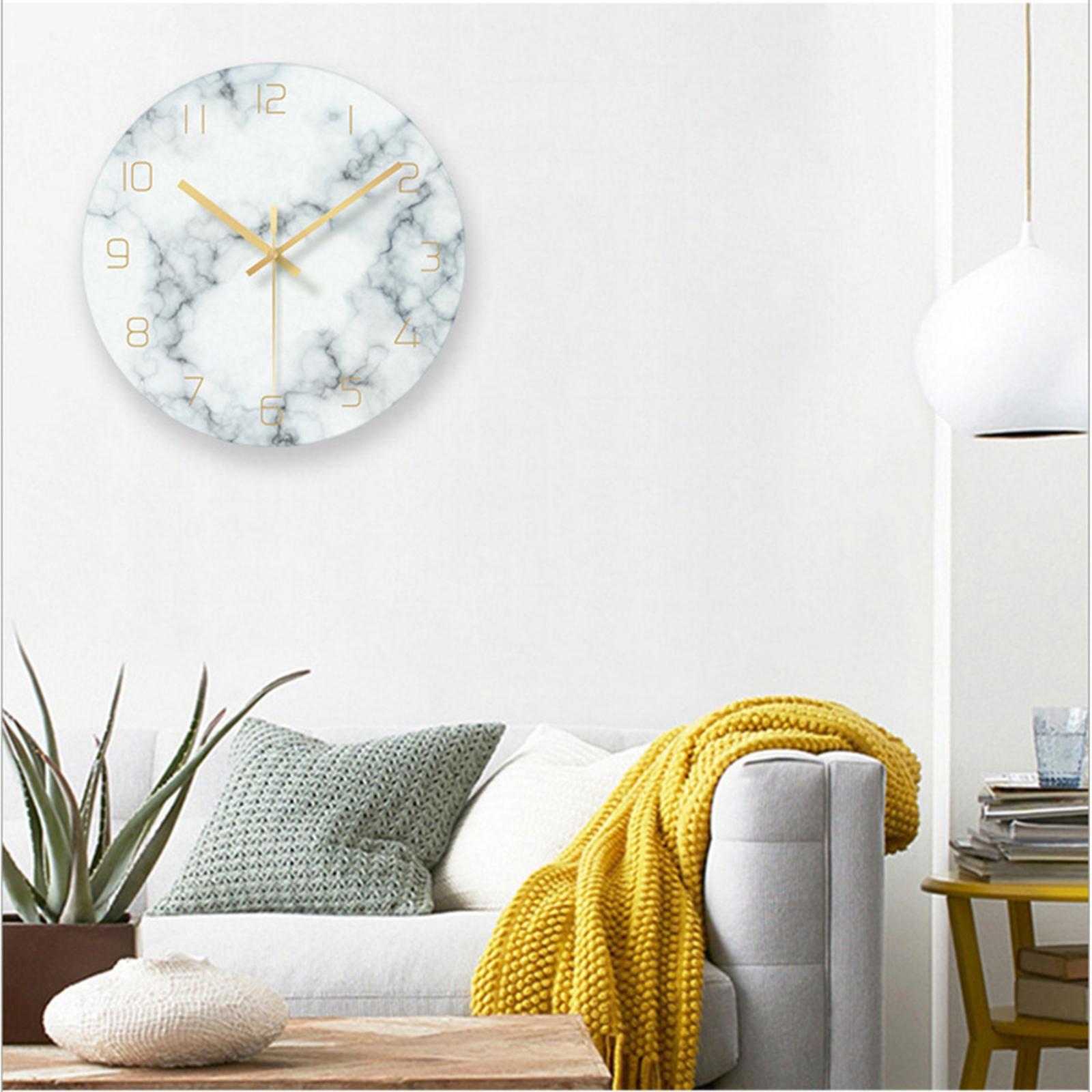 Wall Clock Silent Non-ticking 12 inch Decorative Blue White