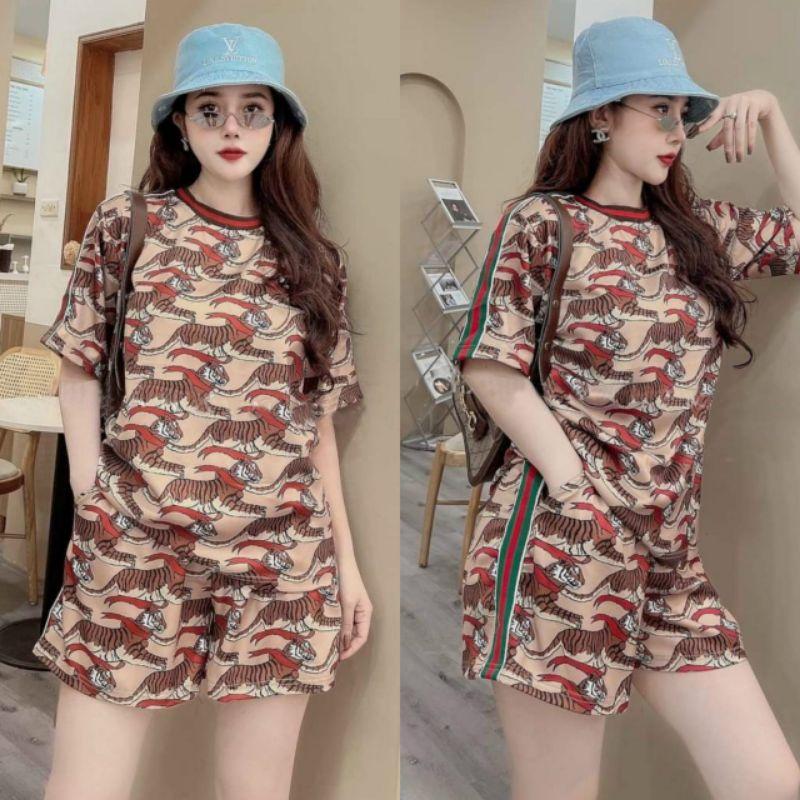 Sét bộ đồ đùi nữ in họa tiết siêu xinh đồ bộ đùi mặc nhà dạo phố siêu xinh