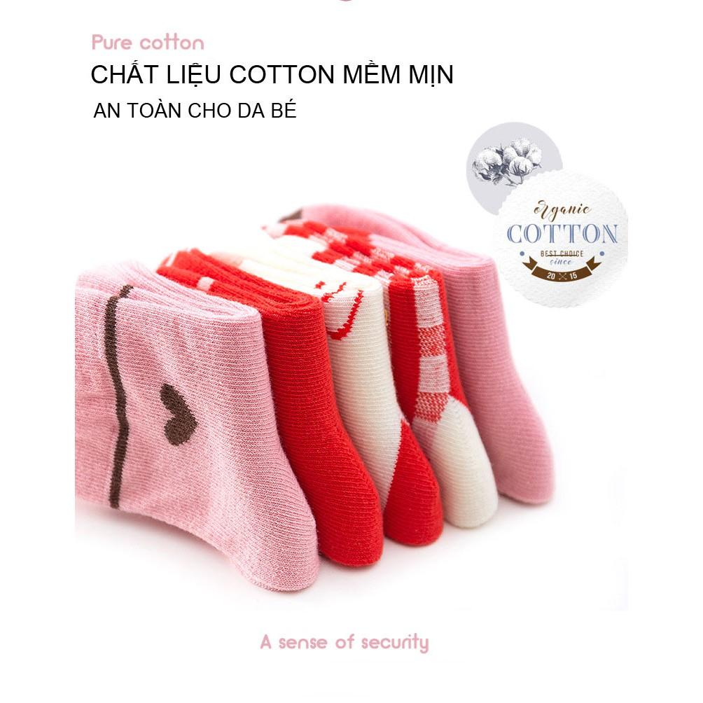 Set 5 Tất Cầu Vồng Cho Bé Trai Bé Gái Cao Cổ In Hình Đáng Yêu Dày Ấm Chất Cotton