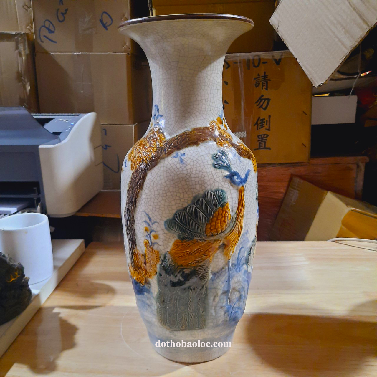 Lục bình men rạn cao cấp Bát Tràng cao 40cm