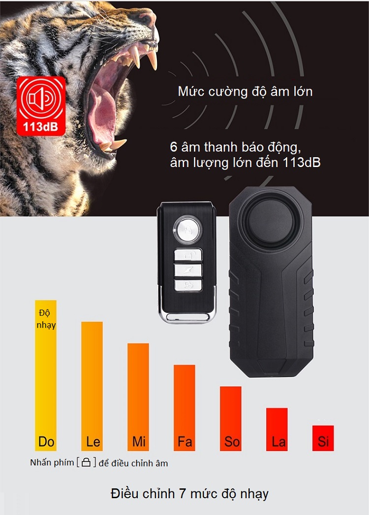 Bộ báo động chống trộm cảm biến rung có ĐKTX có khả năng chống nước M22R