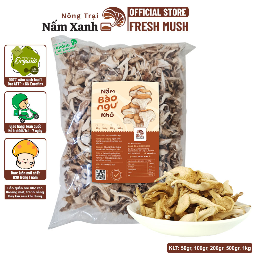 Nấm Bào Ngư Xám Khô - Nông Trại Nấm Xanh