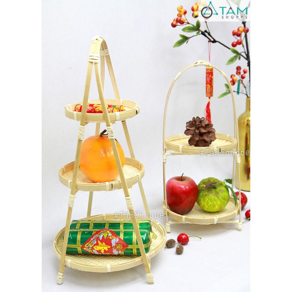 Kệ mẹt tre nhiều tầng đựng trái cây quai xách T-MTRN-08