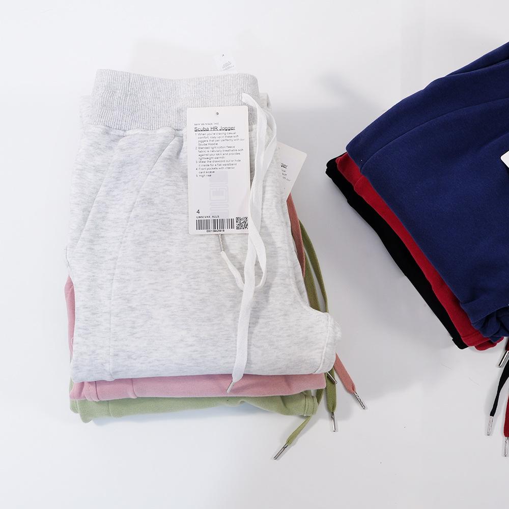 Scuba Jogger Sweatpants với logo Fitness Women cotton Cao vòng eo lỏng lẻo quần áo chạy bộ quần áo tập thể dục nữ mùa đông Color: black Size: XL