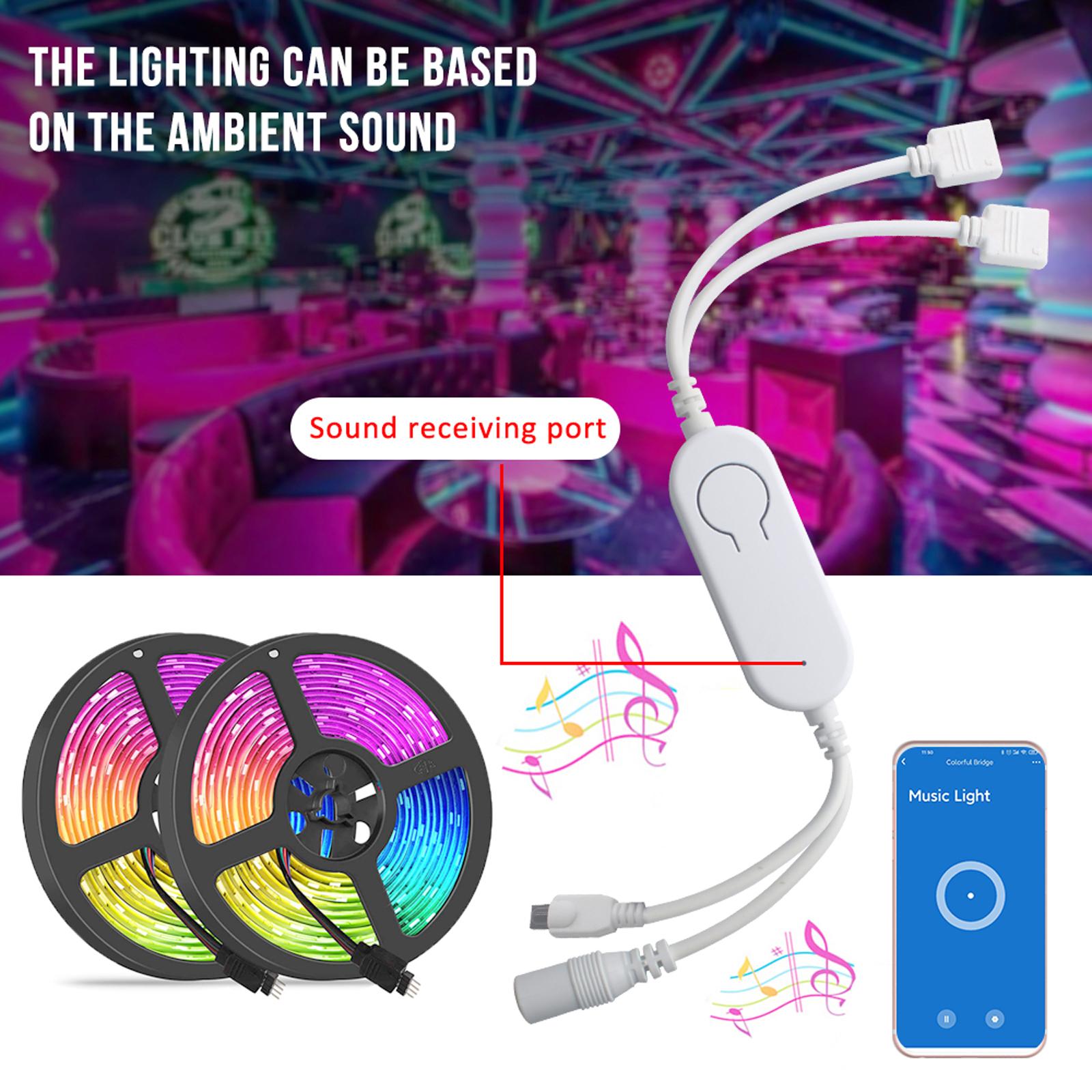 DC5V~12V IR+WiFi RGB Controller LED Strip Light Controller Wireless Smart Strip Light Controller Voice Control Compatible with Google Home and for Amazon Alexa Cloud Intelligence APP Control