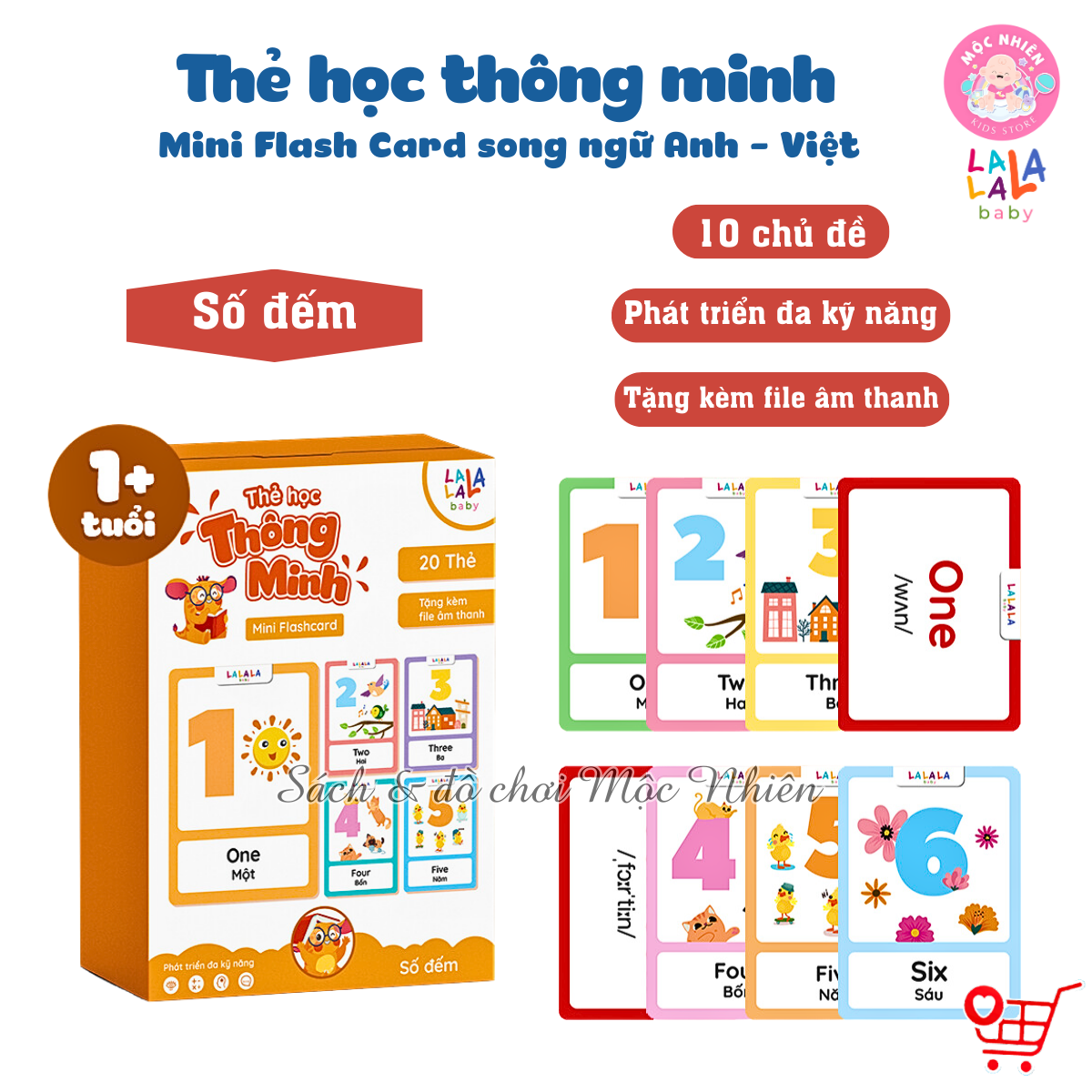 Thẻ học thông minh Mini Flashcard song ngữ Anh - Việt nhiều chủ đề cho bé - Thương hiệu Lalala baby