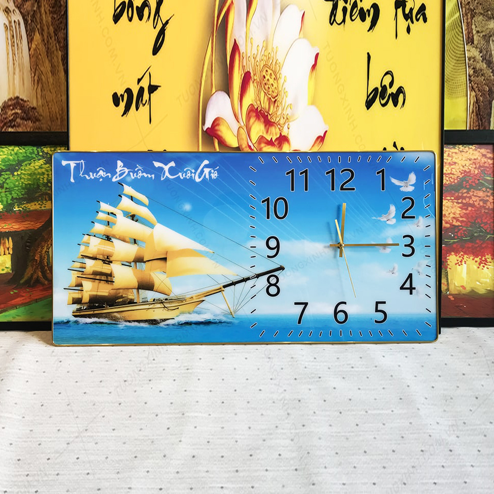 Tranh Tráng Gương Kết Hợp Đồng Hồ Giá Rẻ - Tranh Treo Tường Phong Con Đường Xuyên Núi Đẹp