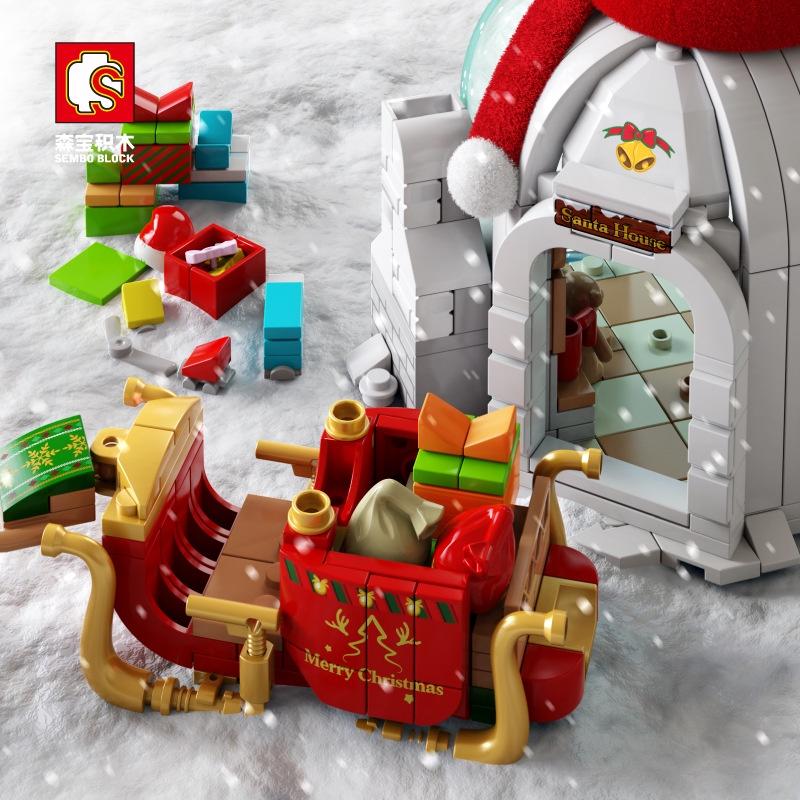 Đồ chơi Lắp ráp Noel Giáng sinh, Sembo block 611056 Ngôi nhà người tuyết, quà ông già Santa