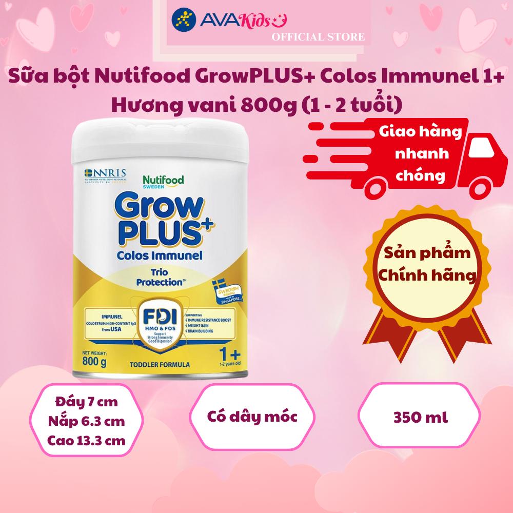 Sữa bột Nutifood GrowPLUS+ Colos Immunel 1+ hương vani 800g (1 - 2 tuổi)