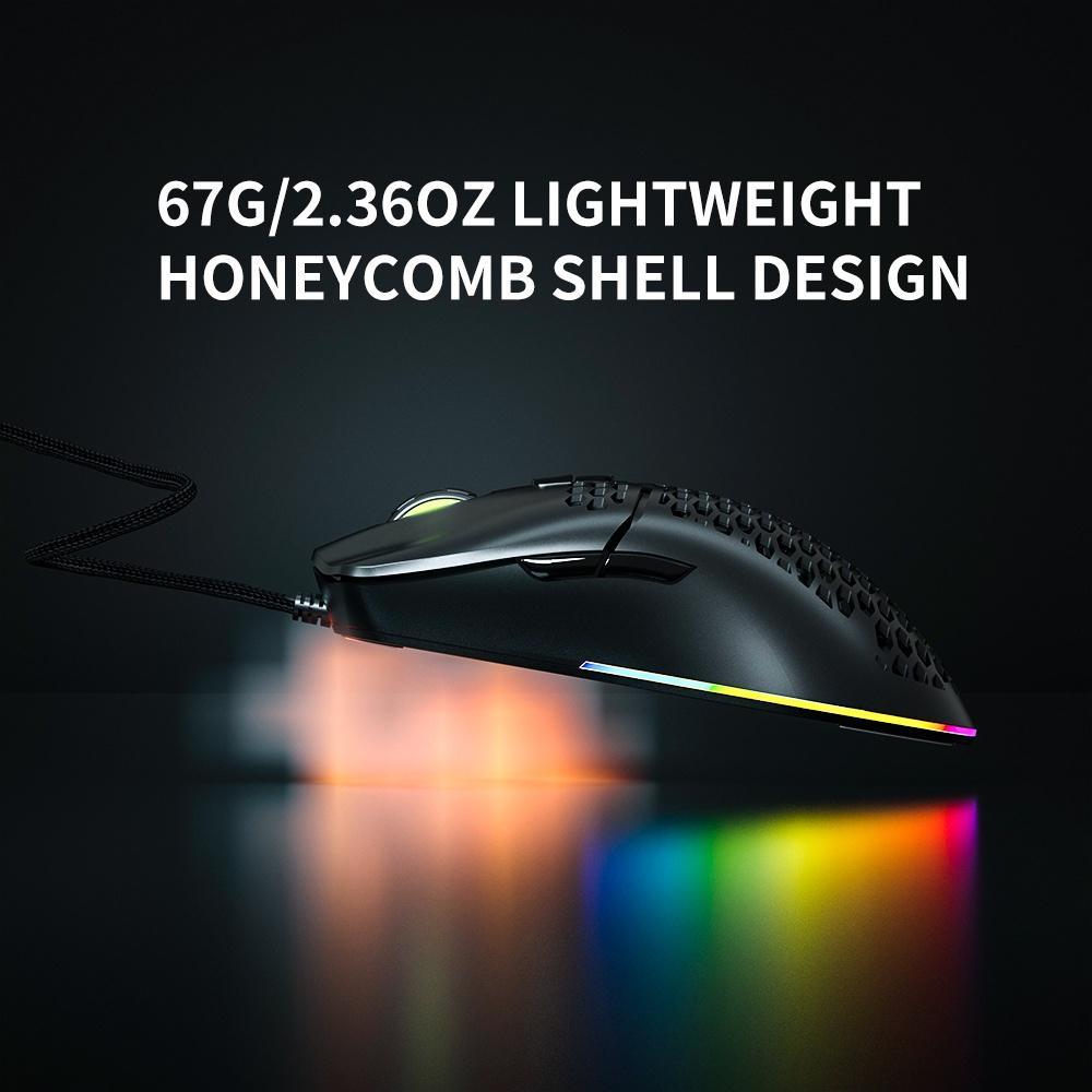 Chuột chơi game có dây Delux M700A RGB 67g 7200DPI 1000Hz bền bỉ siêu nhẹ