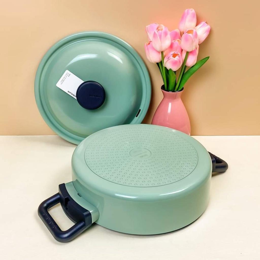Nồi Decor Chống Dính Cao Cấp 24cm 2 Tay Cầm Thành Thấp LDE1244IH màu xanh mint