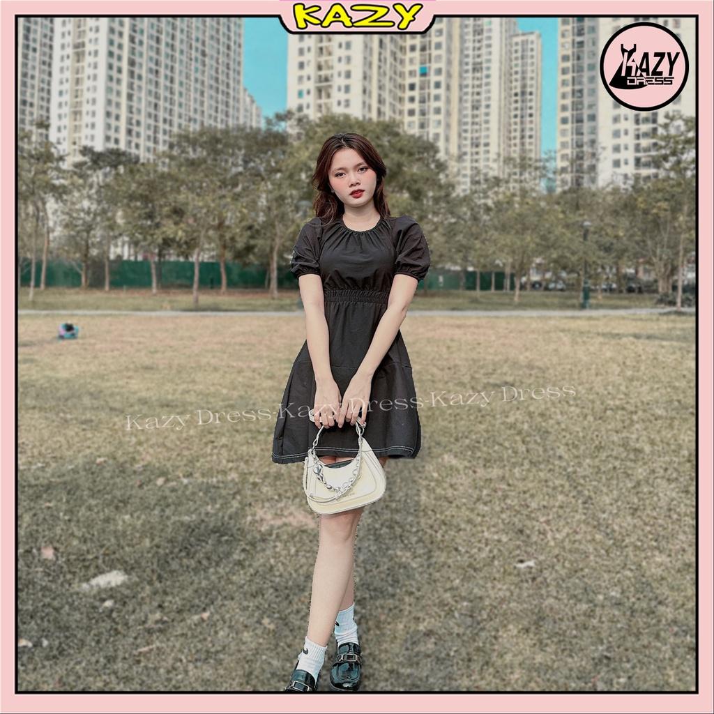 Váy sơ mi hở lưng viền chỉ nơ buộc lưng KAZY SRORE V007