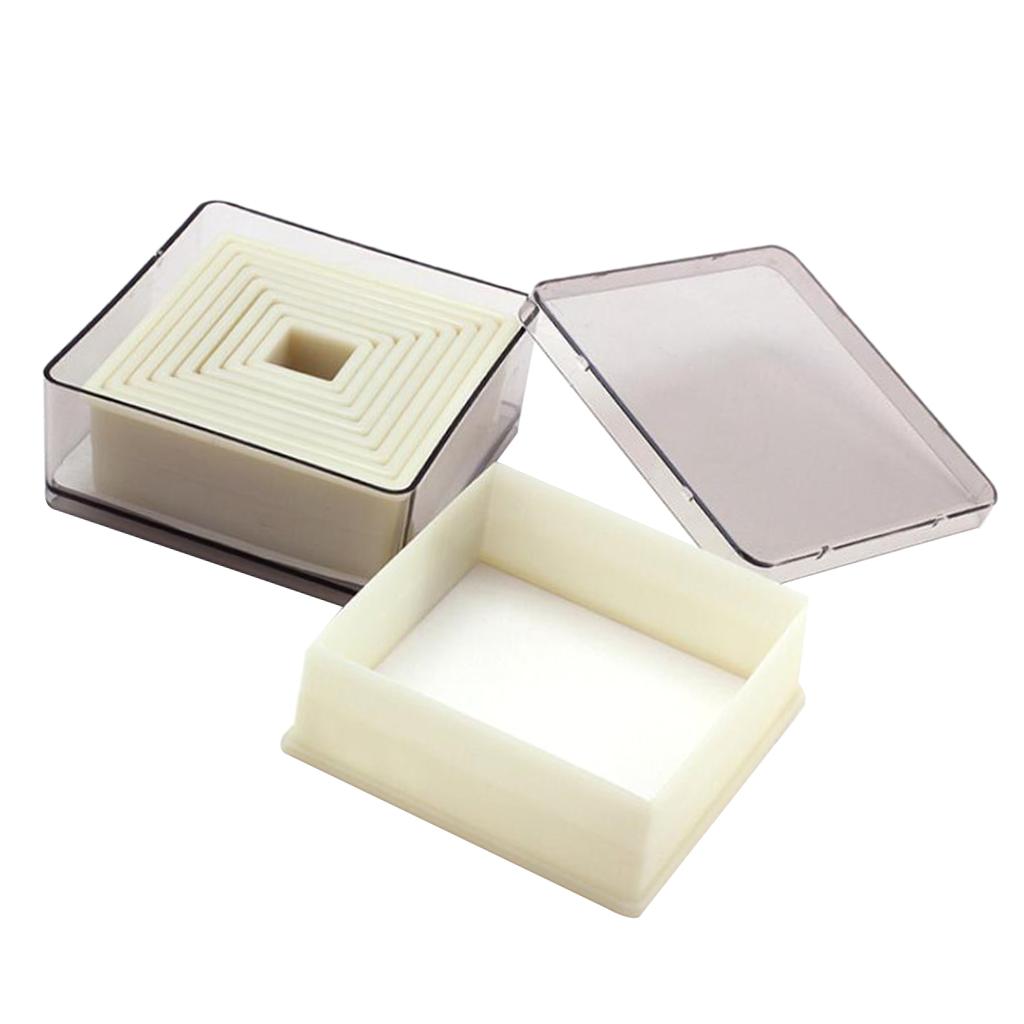 2X Square Cookie Cutter Nylon Fondant Cutter Set Biscuit Cutter Set with Case 1
