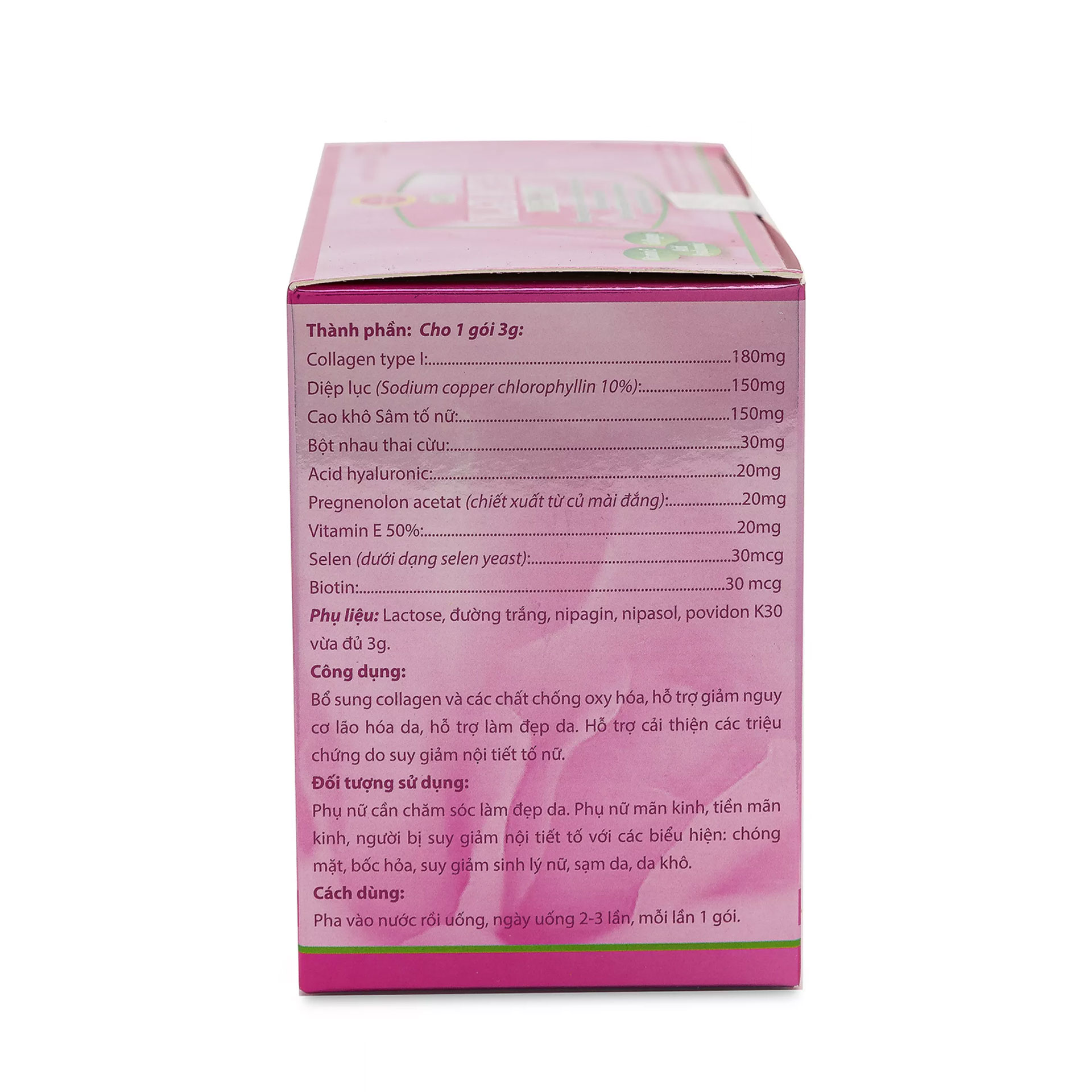 Collagen Diệp Lục Roxtech giúp sáng da, chống lão hóa, tăng nội tiết tố nữ - Hộp 30 gói