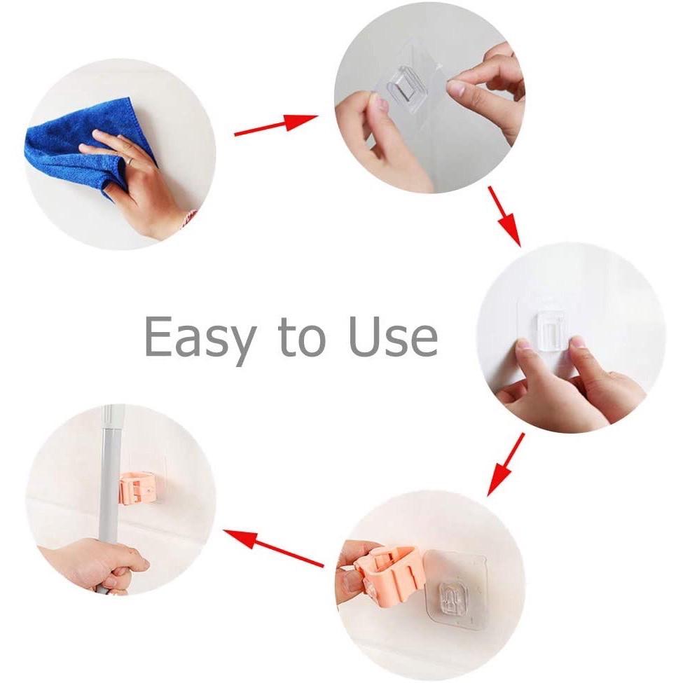 Kẹp Dính Tường Treo Chổi - Cây Lau Nhà, Luôn Gọn Gàng, Sử Dụng, Kẹp Có Miếng Dán Siêu Chắc, Dễ Dàng Sử Dụng. TakyHome 4028