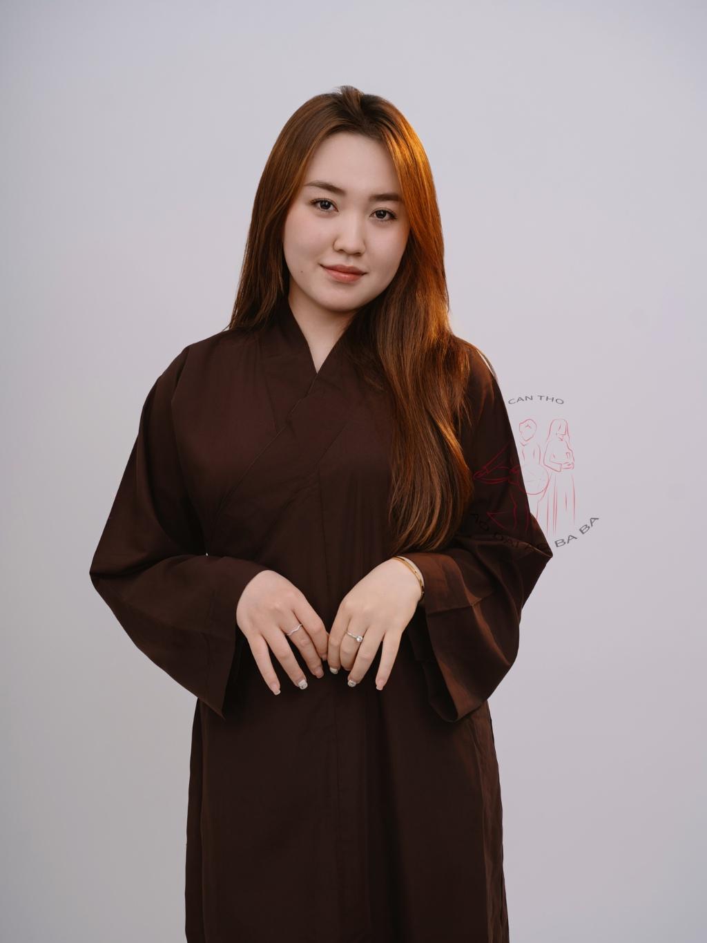 Áo tràng phật tử nữ - Áo lam phật tử, áo choàng đi chùa cho các khoá tu chất vải kate Silk - Quần lẻ đen