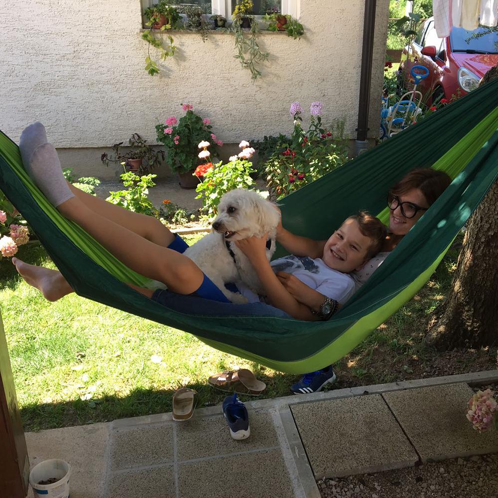 Ngoài Trời Đôi Võng Dù Di Động Vải 2 Người 2 Hamaca Hamak Rede Vườn Treo Ghế Ngủ Du Lịch Đầm Hamac