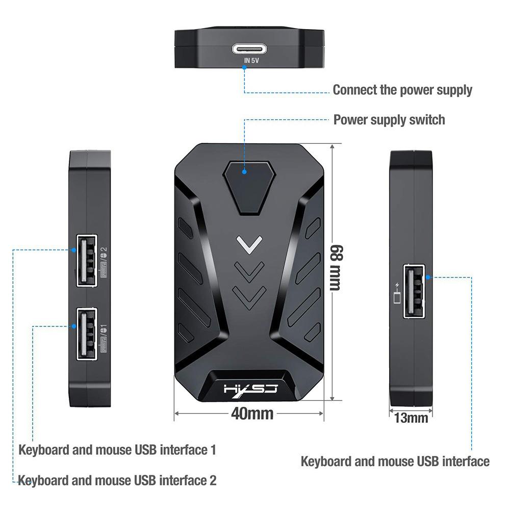 Bộ chuyển đổi bàn phím chuột có dây HXSJ P8 với 3 cổng USB cho Android