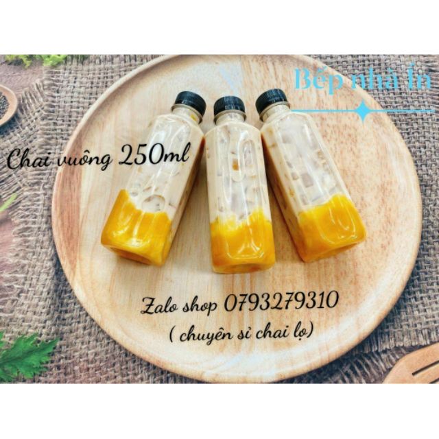 50 chai nhựa vuông 250ml nắp đen