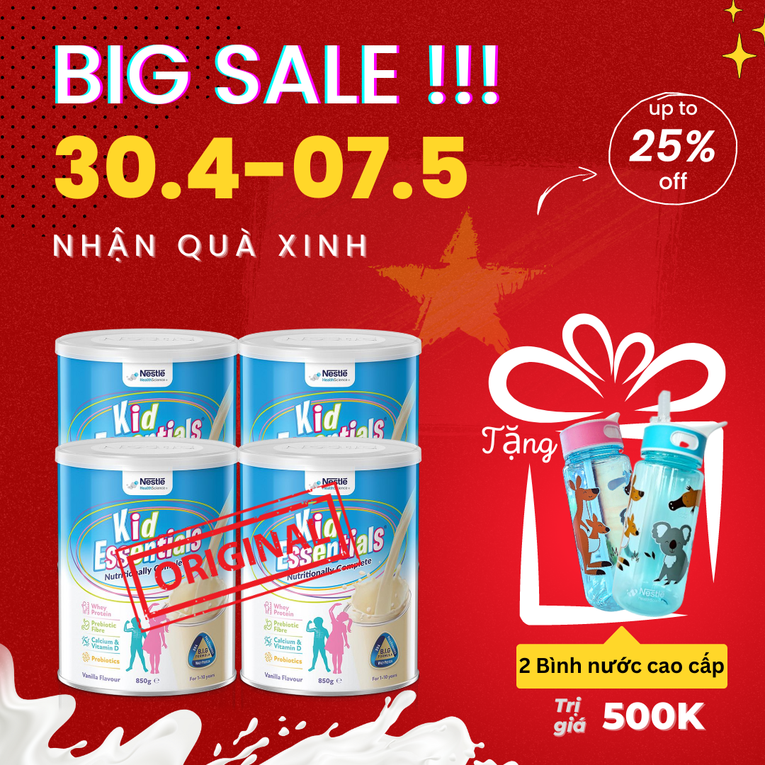 Combo 4 lon Sữa Kid Essentials mẫu mới cho trẻ biếng ăn, chậm tăng cân- 800g [NHẬP KHẨU CHÍNH HÃNG]