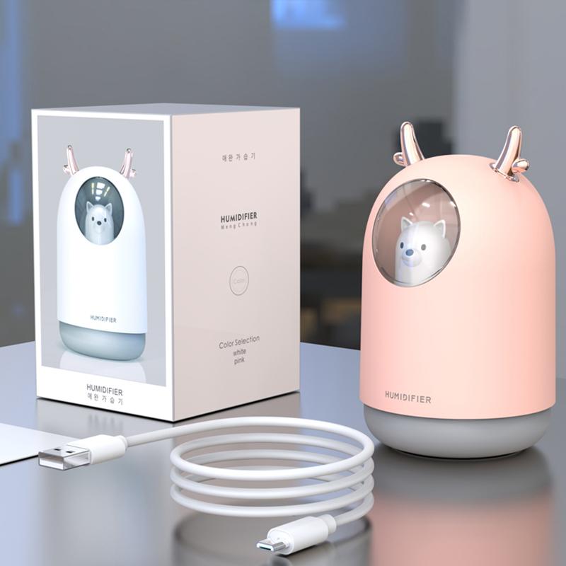 Thiết Bị Gia Dụng USB Tạo Độ Ẩm 300 Ml Thú Dễ Thương Siêu Âm Cool Mist Hương Thơm Không Khí Máy Khuếch Tán Tinh Dầu Màu Sắc Lãng Mạn LED Humidificador