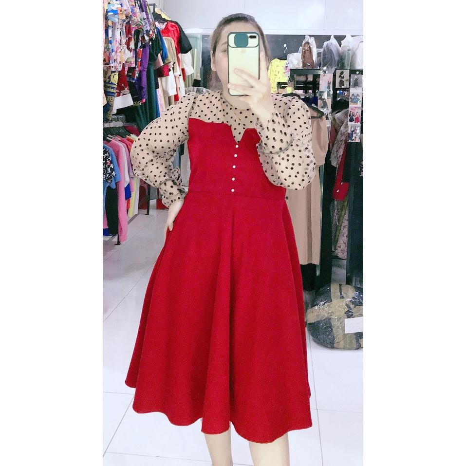 ĐẦM XÒE NHUNG PHỐI LƯỚI BI BE BIGSIZE MẬP