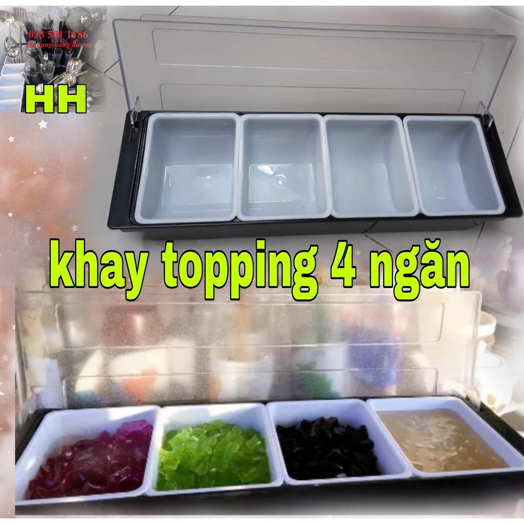 Khay đựng topping, trân châu, thạch chuyên dụng cụ pha chế trà sữa, bartender khay 4 ngăn, 5 ngăn, 6 ngăn