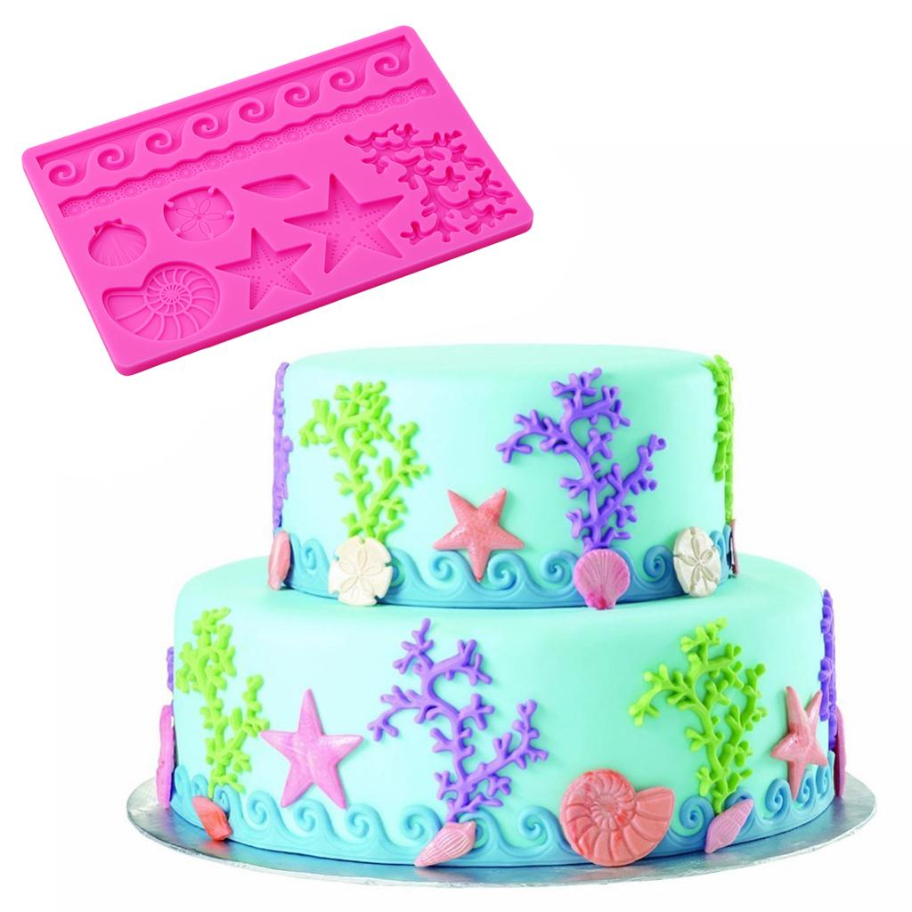 DIY 3D Ocean World Silicone Mold Fondant Cake Decorating Sugarcraft Mould