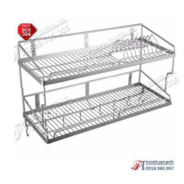 Kệ Đựng Chén Bát Đĩa 2 Tầng Bằng INOX 304 Cao Cấp KC5060
