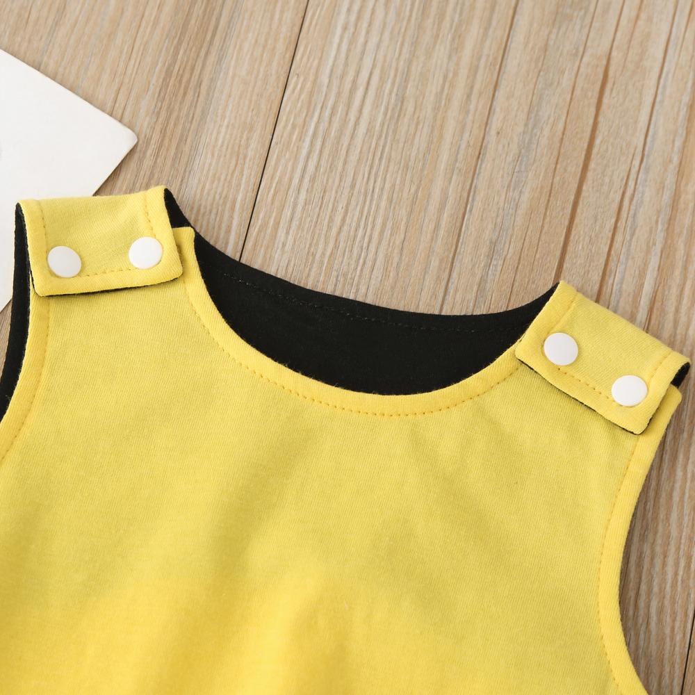 Áo liền quần cotton mùa hè không tay nút bấm cho bé