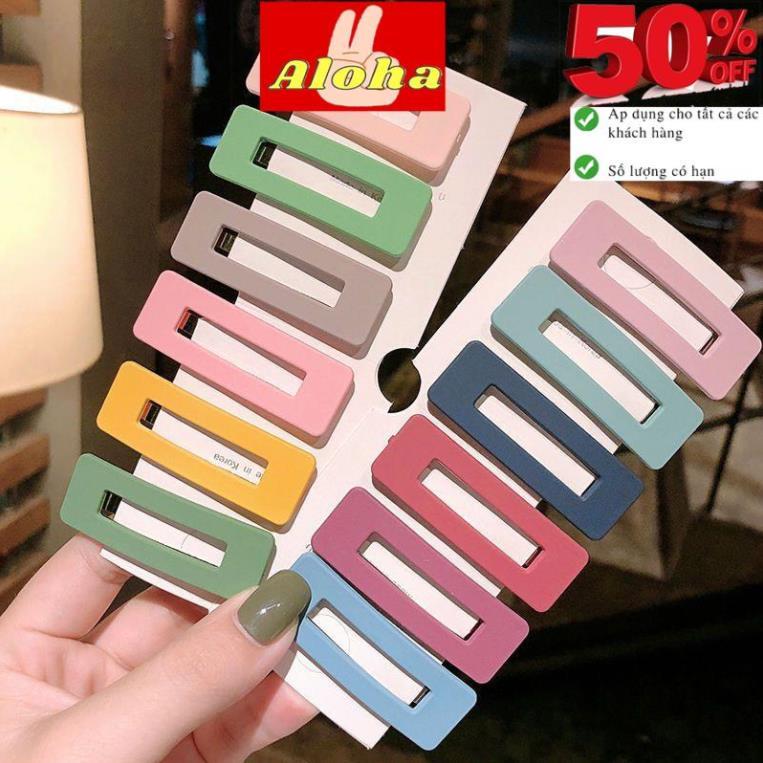 1 Kẹp Tóc Hình Vuông Màu Nhám Phong Cách Hàn Quốc Dễ Thương Cho Nữ ALOHASHOP TRẺ EM