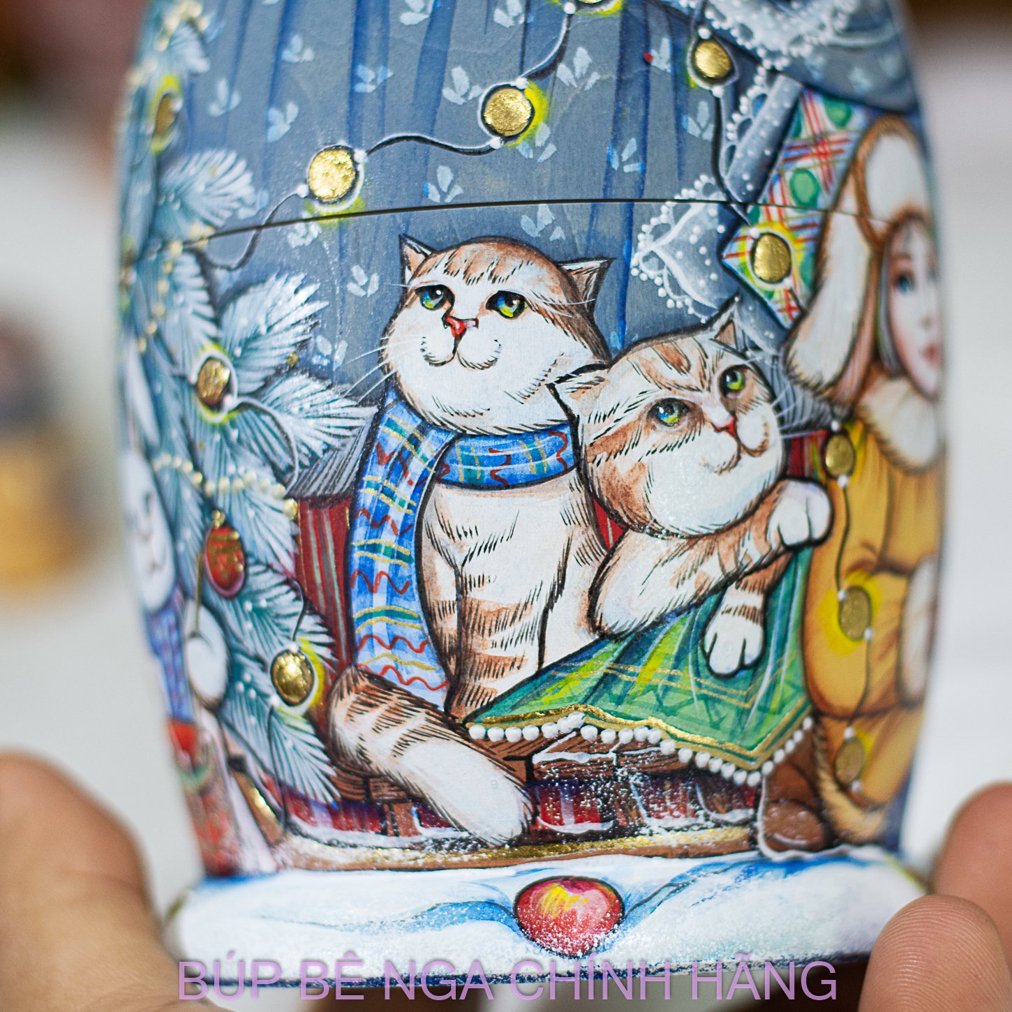 BỘ BÚP BÊ NGA MATRYOSHKA 5 LỚP 20CM HOA VĂN "CÔ BÉ MÙA ĐÔNG" CỰC ĐẸP VÀ PHONG CÁCH, CÁ TÍNH