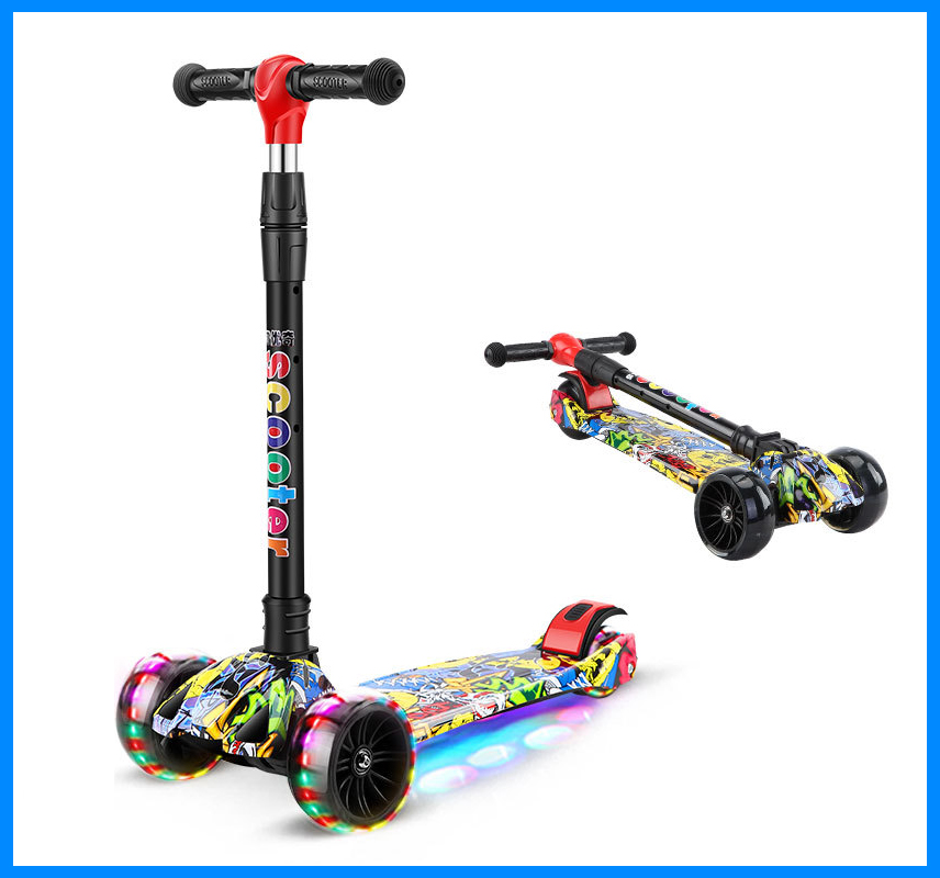 Xe Trượt Scooter Graffiti Cao Cấp 3 Bánh PU Phát Sáng - Hàng Chính Hãng Gobos