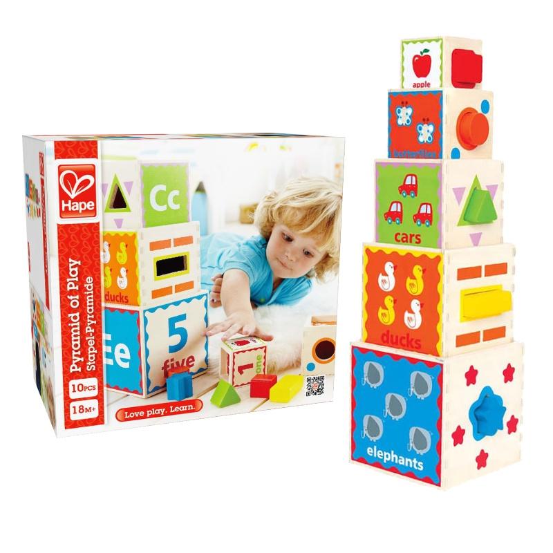 Đồ chơi bằng gỗ Hape hộp khối kim tự tháp E0413A