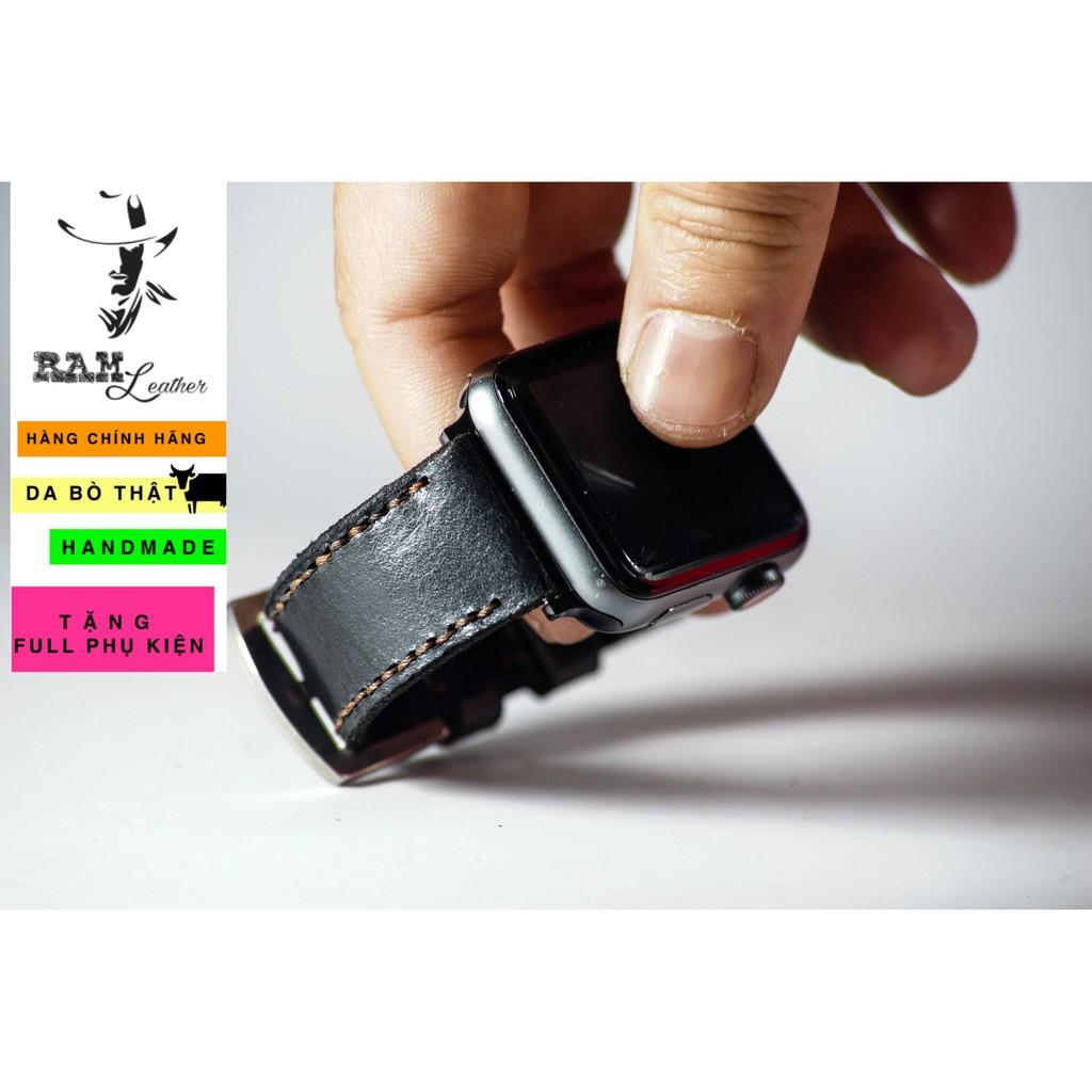 Dây đồng hồ RAM Leather cho apple watch da bò đen - RAM classic black (tặng khóa, chốt, cây thay dây)