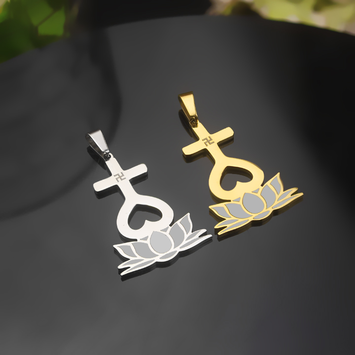 Mặt dây chuyền Thiên Tâm đài sen 3.5cm MMD016KT Không đen không gỉ sét