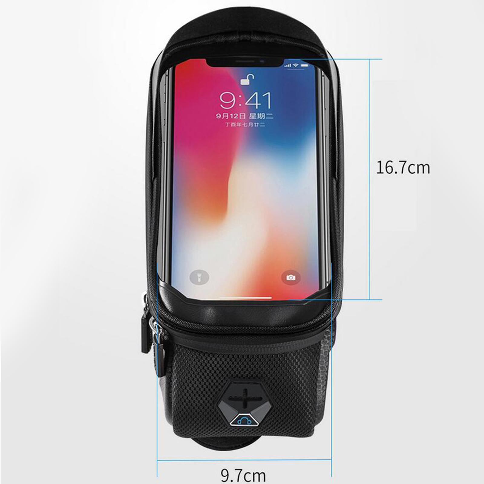 Bicycle Front Frame Bag Top Tube Crossbar Pouch Touch Screen Black