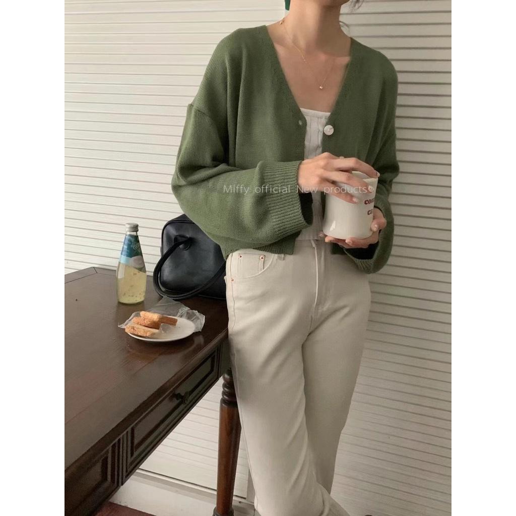 Surichau House - Áo cardigan len dệt kim một khuy form lửng freesize