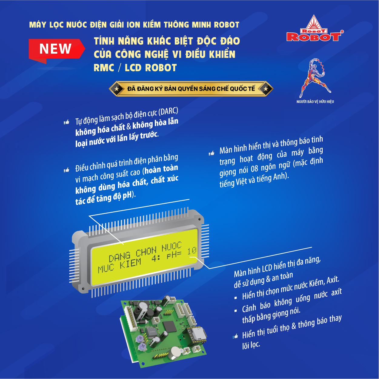 Máy Lọc Nước ĐIện Giải Ion Kiềm ROBOT UHC 4511 Chức Năng Nóng Lạnh - Hàng Chính Hãng