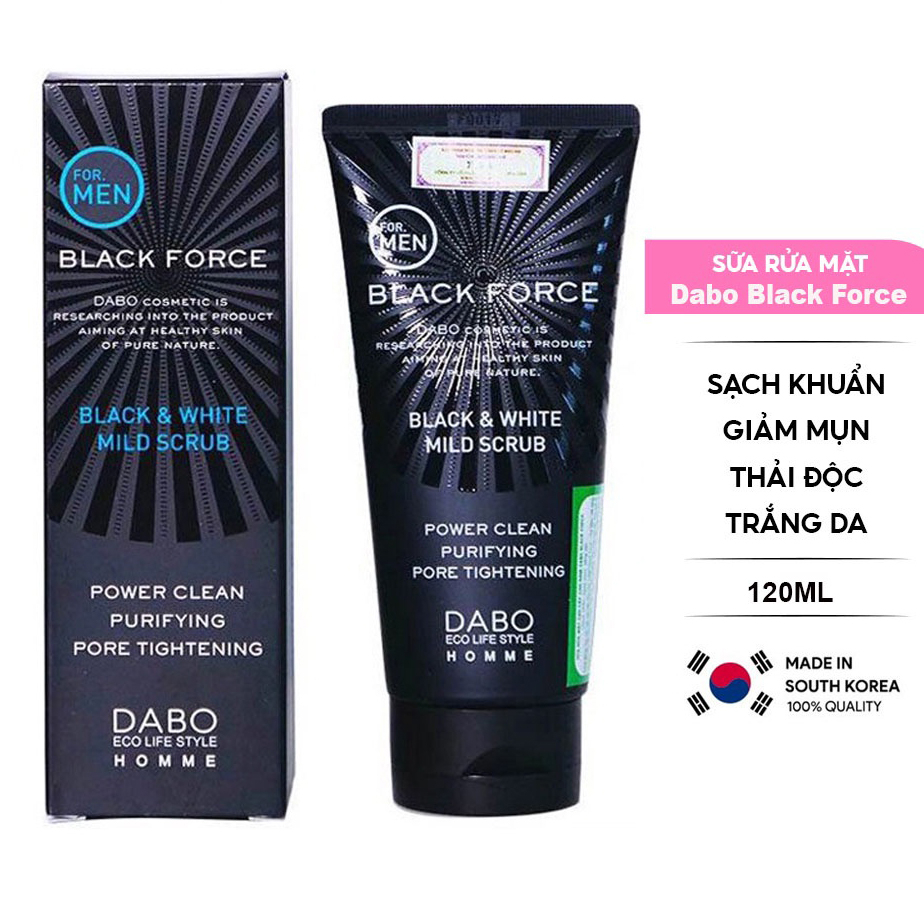 Sữa rửa mặt nam thải độc, khử nhờn, dưỡng ẩm Dabo Black Fore Hydration Hàn Quốc 120ml tặng móc khóa