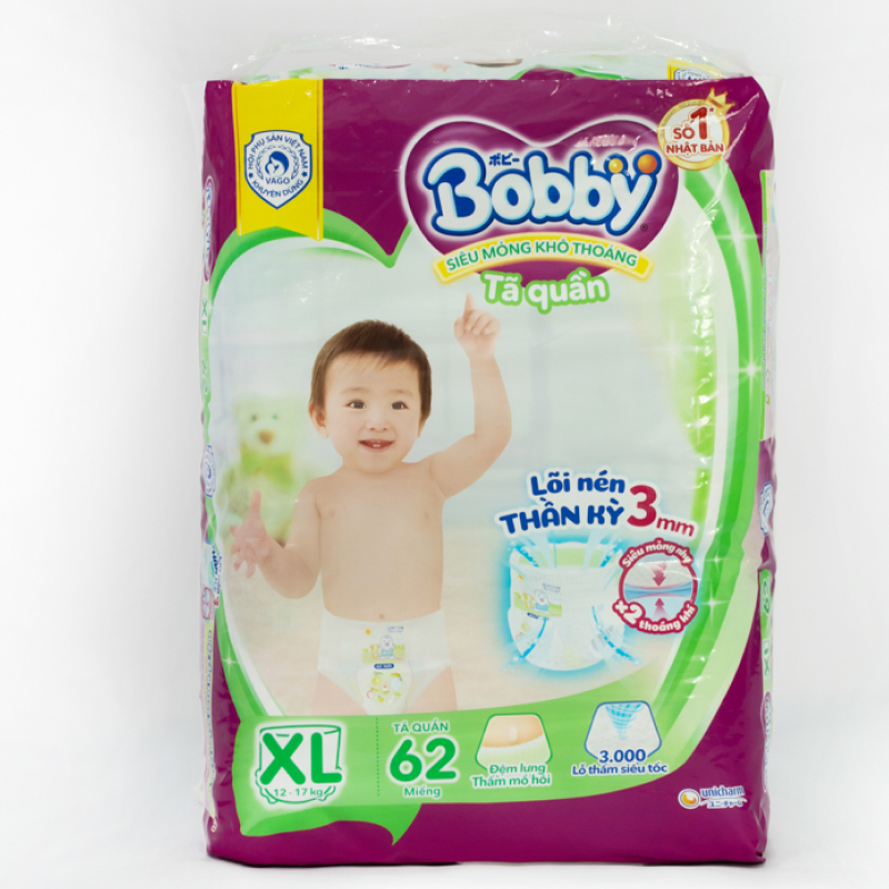 Tã quần Bobby size XL 62 miếng (cho bé 12 - 17kg)