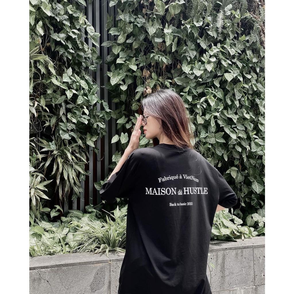 Áo thun nữ BLACKDOKI-Maison de Hustle , áo phông basic form rộng tay lỡ cá tính chất cotton dày dặn