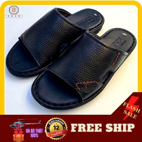 DÉP NAM QUAI NGANG DA BÒ THẬT 100% KHÂU ĐẾ BAO CHẮC CHẮN