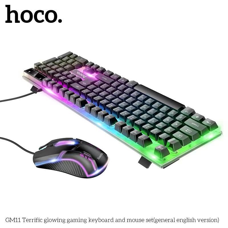 Combo bàn phím chuột gaming Hoco GM11 Led RGB - Hàng chính hãng,