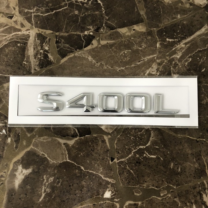 Decal tem chữ S400L dán đuôi xe ô tô - Chất liệu: Hợp kim inox  - Màu sắc: Bạc