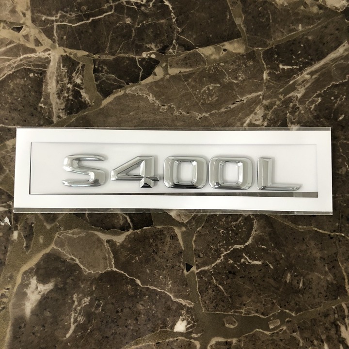 Decal tem chữ S400L dán đuôi xe ô tô - Chất liệu: Hợp kim inox - Màu sắc: Bạc